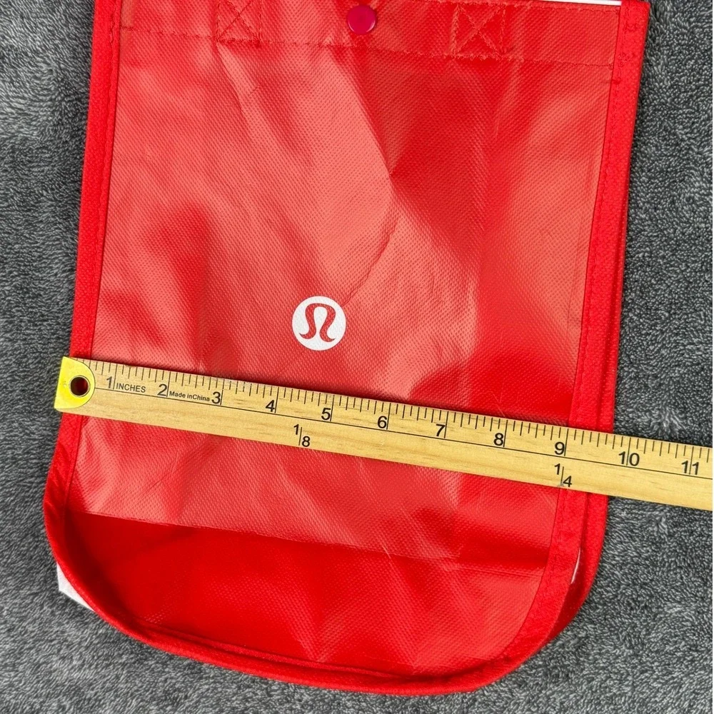 Lululemon Athletica Small Red Reusable Tote Bag Logo Snap Closure Eco Friendly